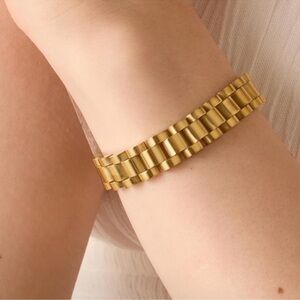 14K Gold Plated Stainless Steel Waterproof Watch Strap Chain Gold Bracelet